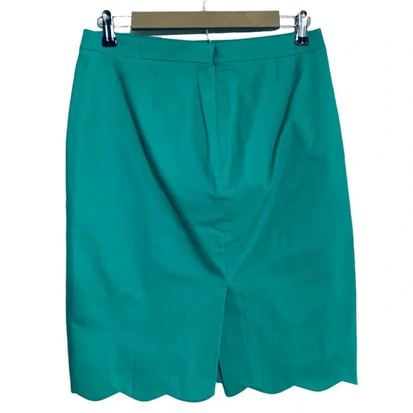 NWOT J. Crew Avocado Green Scalloped Hem Midi Pencil Skirt | 4 - Picture 4 of 6